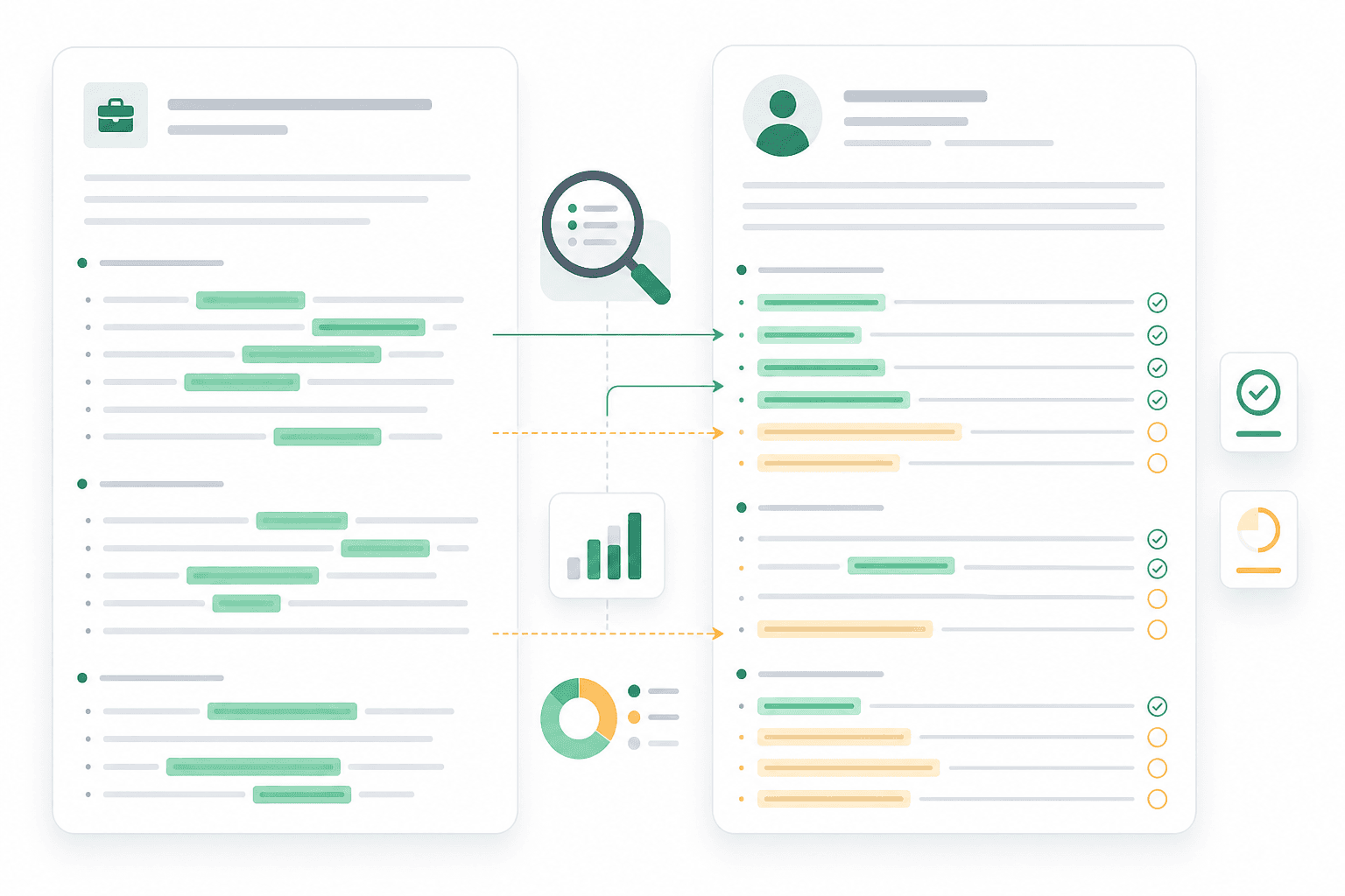 Gap analysis comparing a job description to your base CV